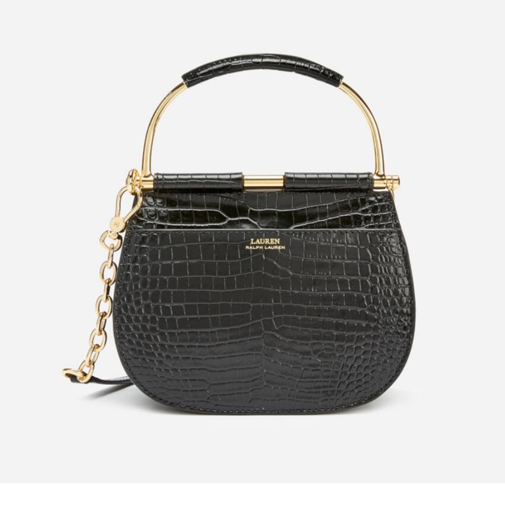 Lauren Ralph Lauren Mason Croc-Embossed Leather Satchel